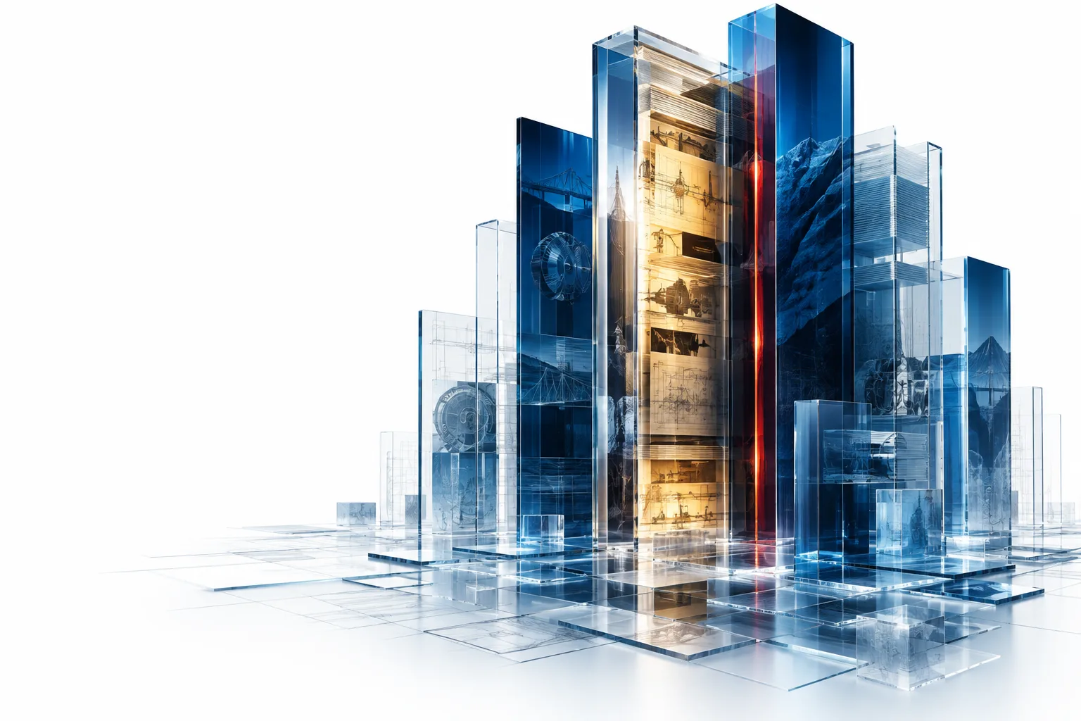 Glass layers representing corporate memory